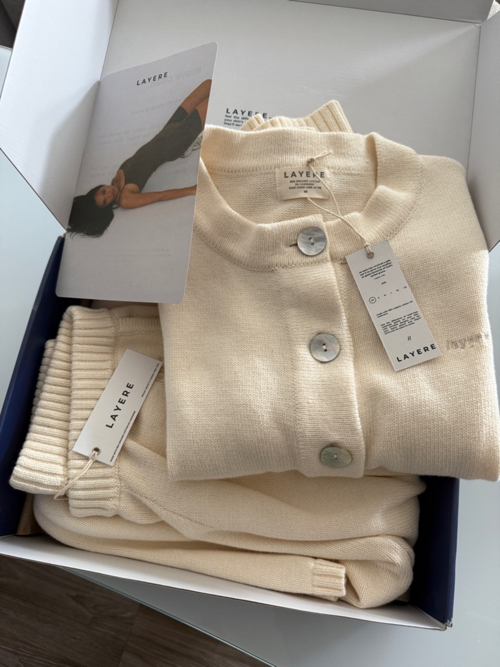 NWT Layere Organic Cotton Cashmere Sweater Set in Butter Yellow